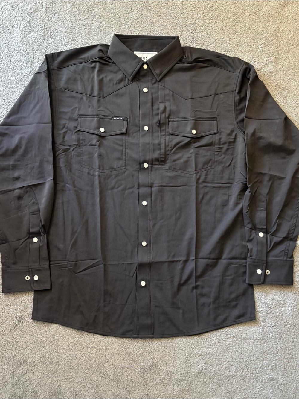 Poncho The Piedras Negras Long Sleeve Shirt in Black Men's Size XL Slim